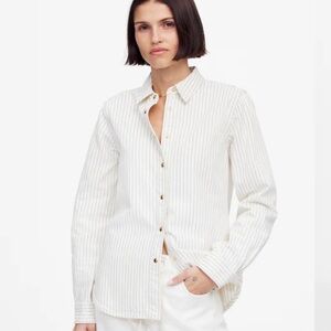 Madewell Cream and Black Striped Shirt